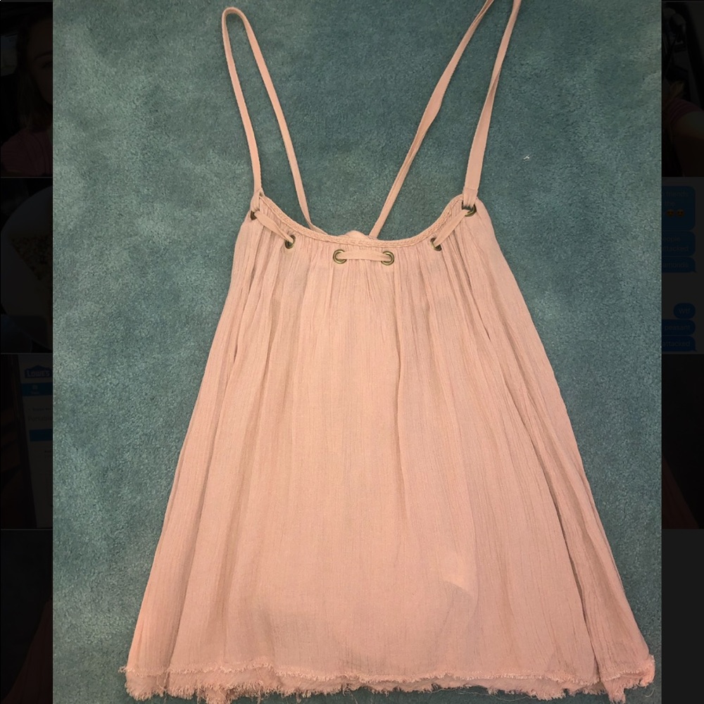 Free People Cross Back Pink Tank Top